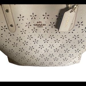 Coach Scalloped Eyelet Ivory Glitter Tote, Great condition!
